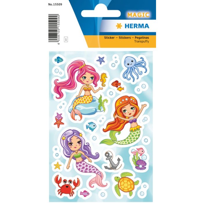 Herma MAGIC Stickers little mermaid, Transpuffy