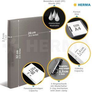 Herma Ring binder A4 translucent black