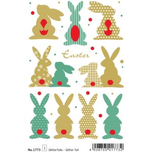 Herma MAGIC Stickers Happy Easter golden rabbits, foil...