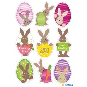 Herma MAGIC Stickers Happy Easter Easter rabbits, Transpuffy