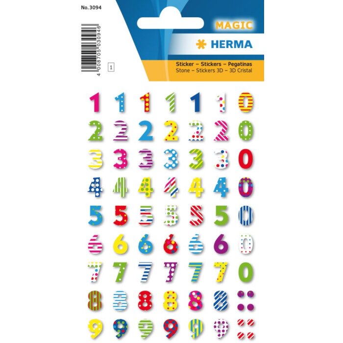 Herma MAGIC Stickers colourful numbers, stone