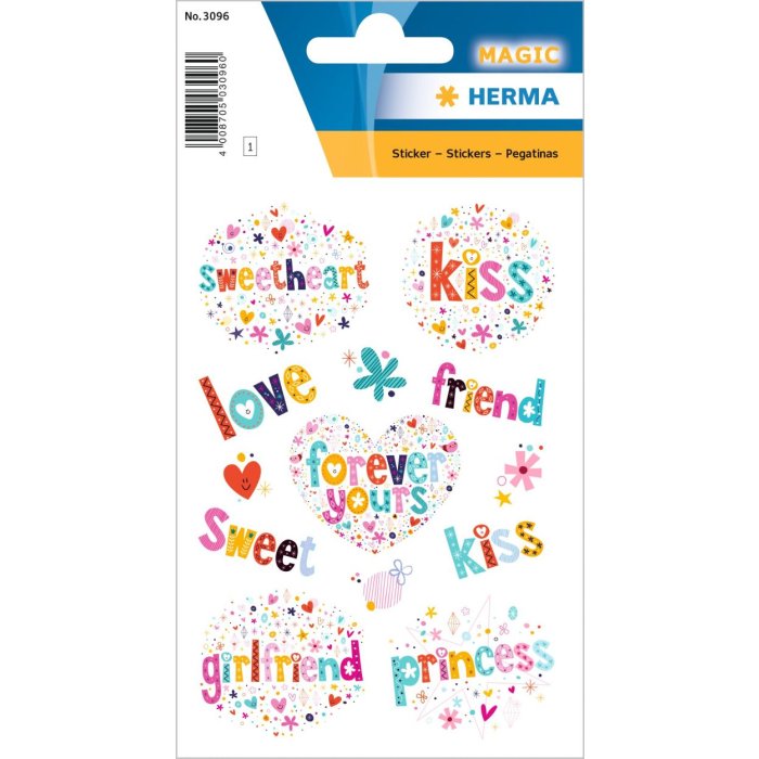 Herma MAGIC Stickers greetings, foil glittery