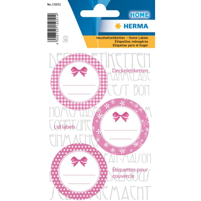 Herma HOME Stickers  kitchen labels for lid Ø 44 pink, self-adhesive