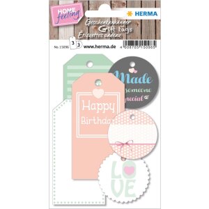 Herma HOME HOME gift tags coloured, with string