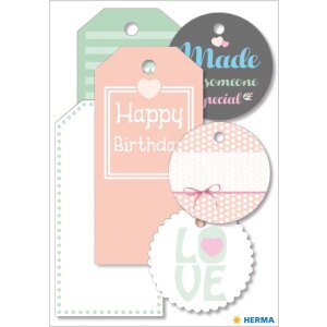 Herma HOME HOME gift tags coloured, with string