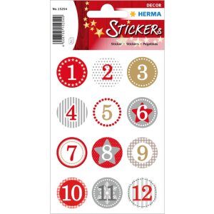 Herma DECOR Stickers Advent calendar 1-24, red Ø 2 cm