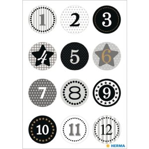 Herma DECOR Stickers Advent calendar 1-24, black gold...