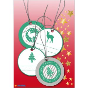 Herma MAGIC Gift tags Christmas 3D Ø 5 cm, green...