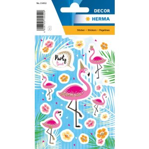 Herma DECOR Stickers flamingo party time, glittery