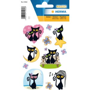 Herma MAGIC Stickers cute cat, glittery