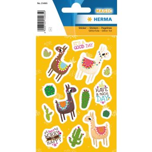 Herma MAGIC Stickers the llama, glitter foil