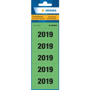 Herma Years 2019 for files, 60 x 26 mm, green, permanent...