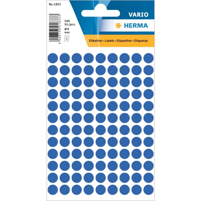 Multi-purpose labels ø 8mm dark blue 540 pcs.