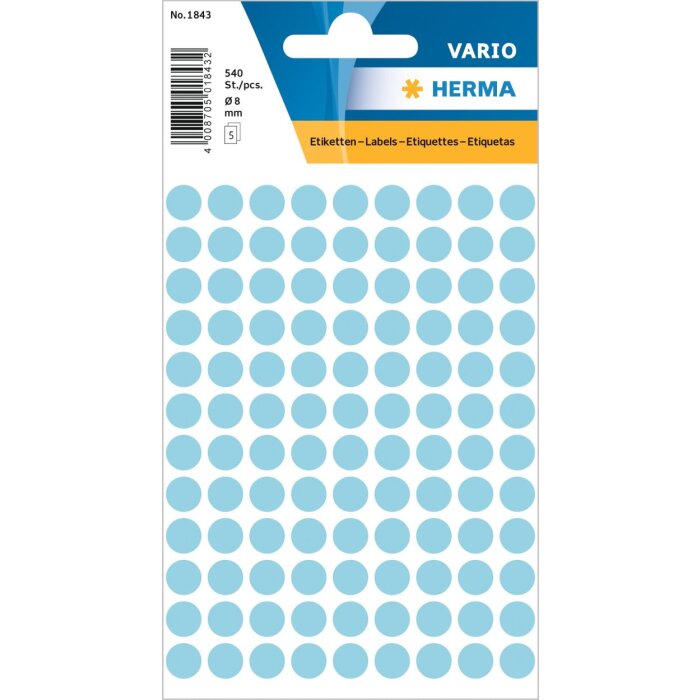 Multi-purpose labels ø 8mm blue 540 pcs.