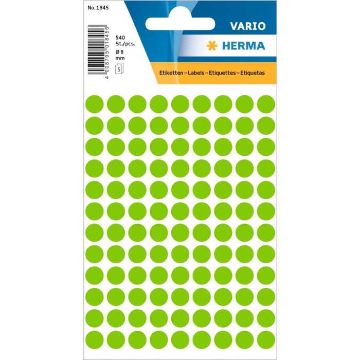 Multi-purpose labels ø 8mm green 540 pcs.