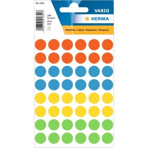 Multi-purpose labels ø 12 mm colours assorted 240...