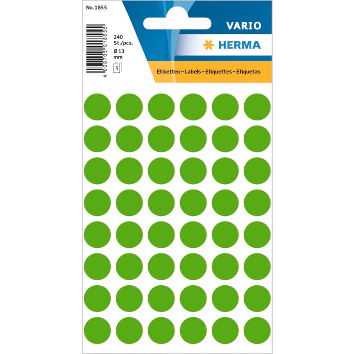 Multi-purpose labels ø 12mm dark green 240 pcs.