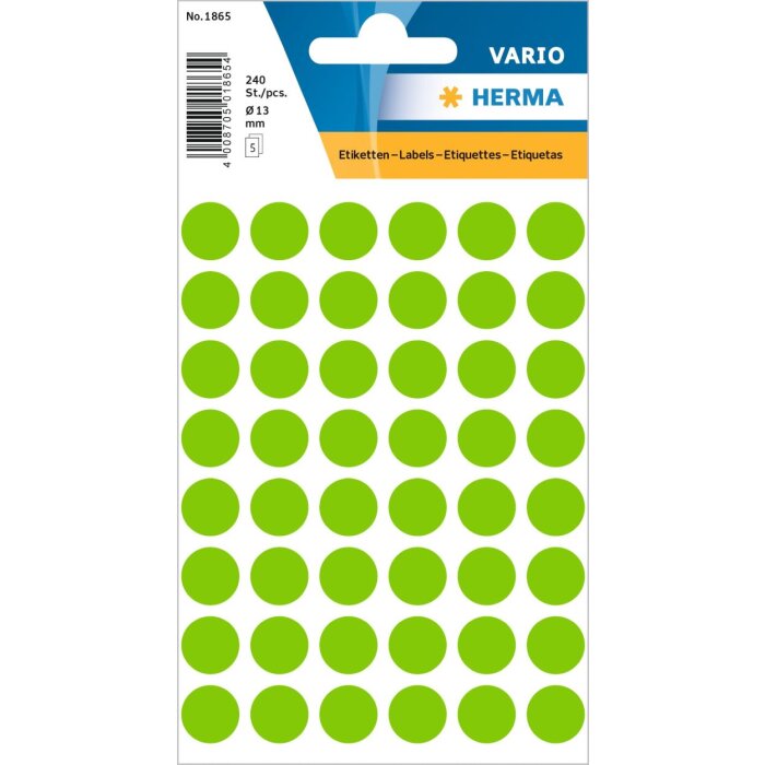 Multi-purpose labels ø 12mm green 240 pcs.