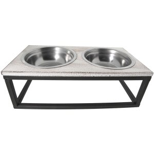 Animal food bowl 30x15x10 cm / 2x0,2L black-brown - 6Y2800