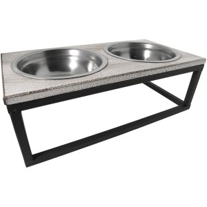 Animal food bowl 30x15x10 cm / 2x0,2L black-brown - 6Y2800