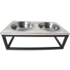 Animal food bowl 30x15x10 cm / 2x0,2L black-brown - 6Y2800