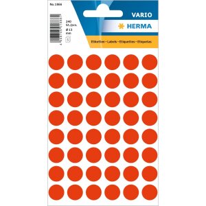 Multi-purpose labels ø 12mm luminous red 240 pcs.