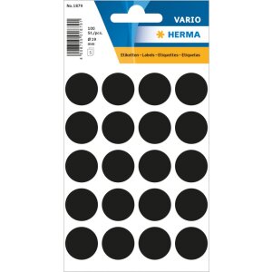 Multi-purpose labels ø 19mm black 100 pcs.