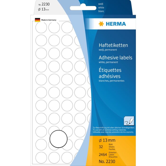 Multi-purpose labels ø 13mm white 2464 pcs.