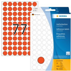 Multi-purpose labels ø 13mm red 2464 pcs.