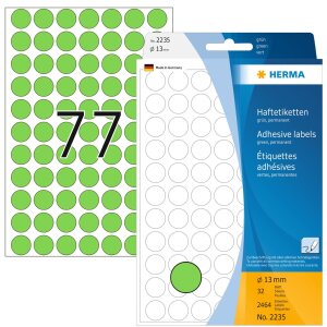 Multi-purpose labels ø 13mm green 2464 pcs.