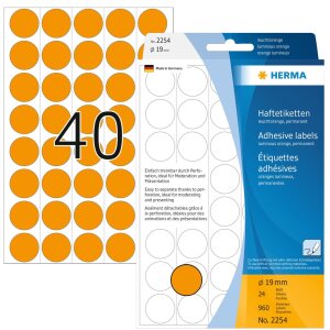 Multi-purpose labels ø 19mm luminous orange 960 pcs.