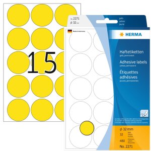 Multi-purpose labels ø 32mm yellow 480 pcs.