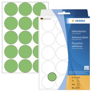 Multi-purpose labels ø 32mm green 480 pcs.