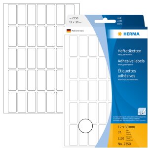 Multi-purpose labels 12x30mm white 1120 pcs.