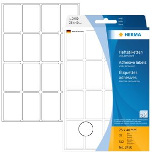 Multi-purpose labels 25x40mm white 512 pcs.