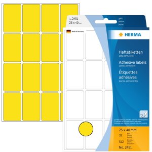 Multi-purpose labels 25x40mm yellow 512 pcs.