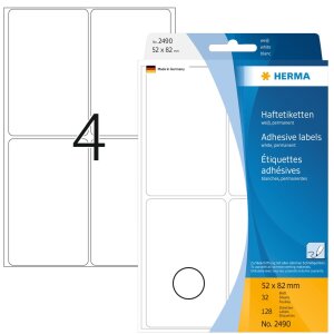 Multi-purpose labels 52x82mm white 128 pcs.