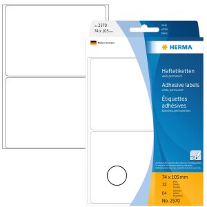 Multi-purpose labels 74x105mm white 64 pcs.