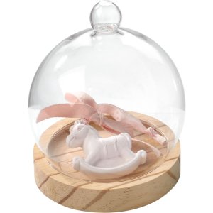 A922 Mascagni Glass Bell rocking horse pink