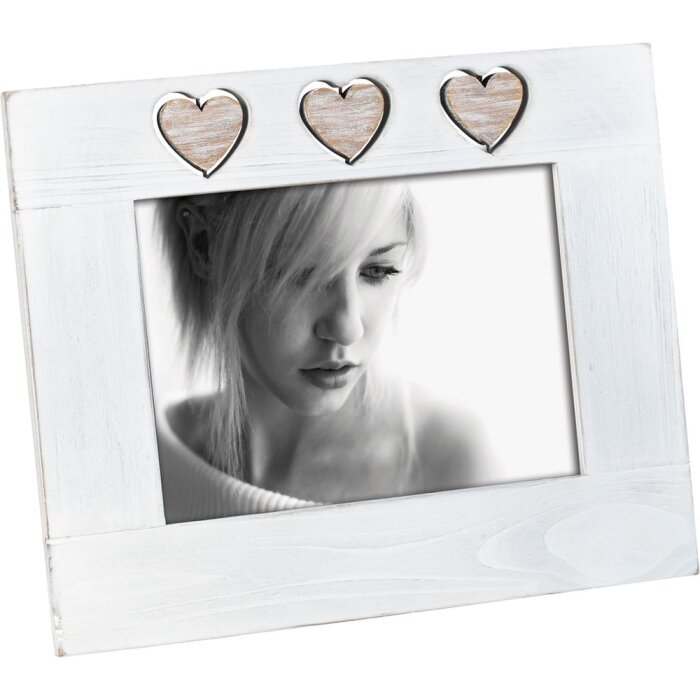 A945 Mascagni wooden frame 13x18 cm white hearts