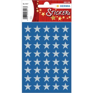 DECOR stickers stars 13mm silver foil 3 sheets