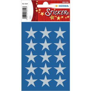 HERMA DECOR stickers stars 22mm silver foil 3 sheets