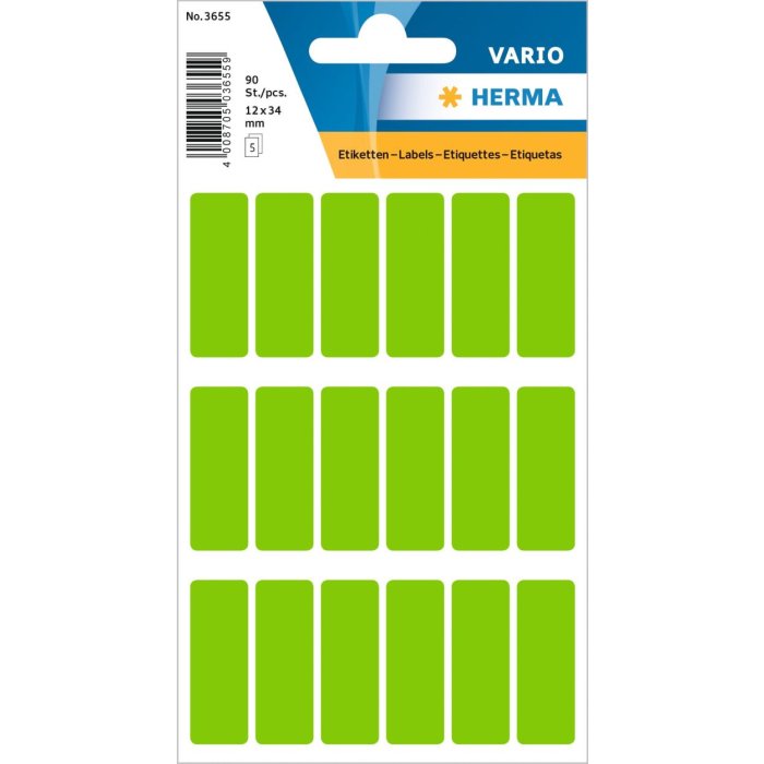 Multi-purpose labels 12x34mm green 90 pcs.