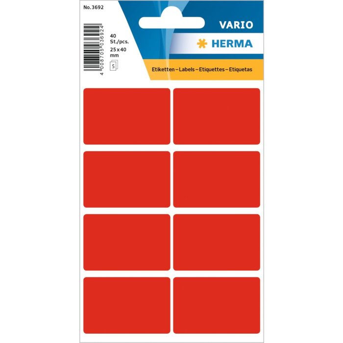 Multi-purpose labels 26x40mm red 40 pcs.