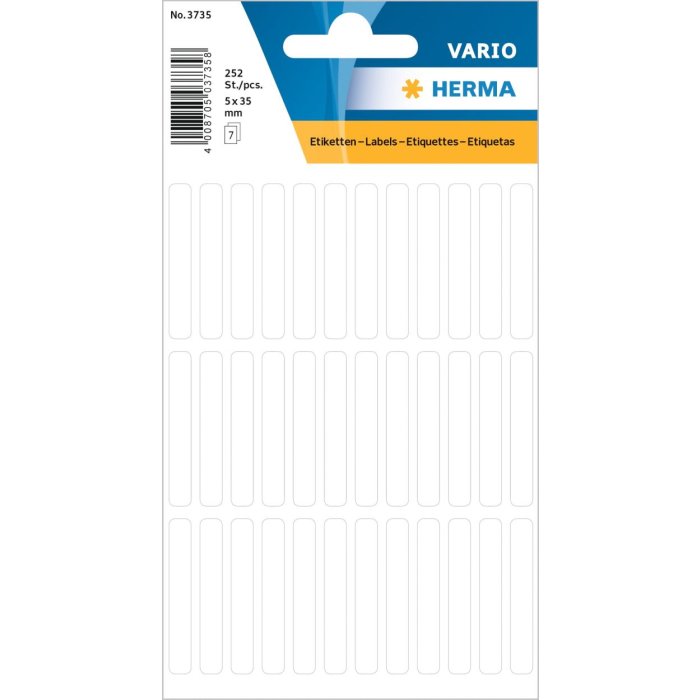 Multi-purpose labels 5x35mm white 252 pcs.