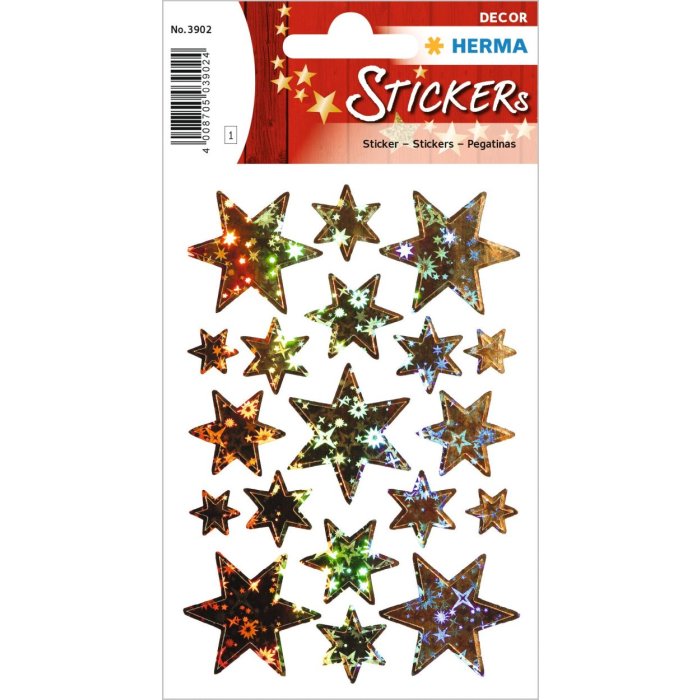 DECOR stickers stars 14mm gold foil 3 sheets