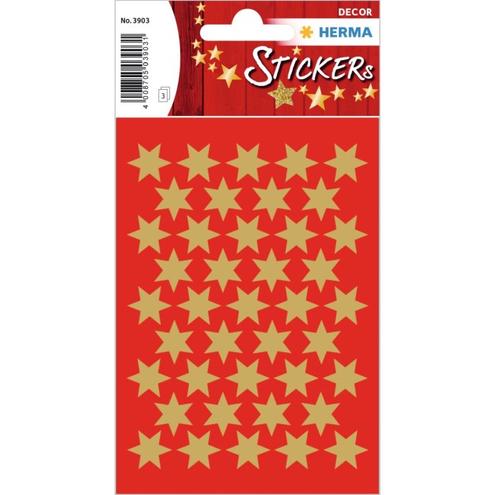 DECOR stickers stars 14mm gold foil 3 sheets