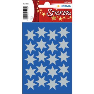 DECOR stickers stars 21mm foil silver 1 sheet