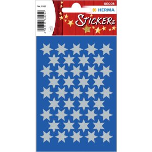 DECOR stickers stars 14mm silver foil 3 sheets