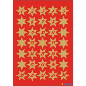 Sticker stars 1-24, gold